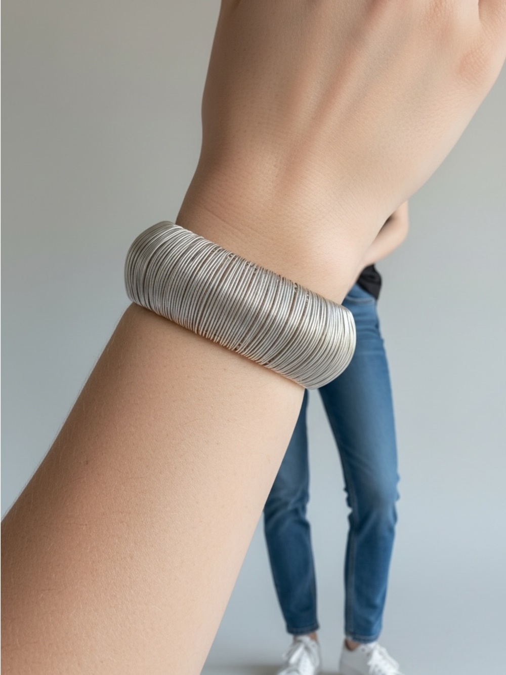 10/11 Silver Multi-Wire Wrapped Bangle Bracelet - Women Jewelry